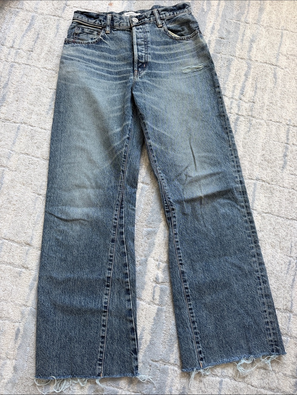 Moussy Straight Leg Jeans in Faded Blue Denim